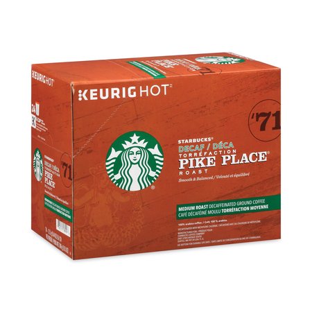STARBUCKS Pike Place Decaf Coffee K-Cups Pack, PK24 PK 12434952